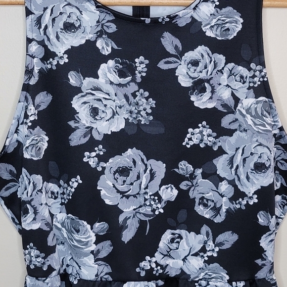 Altar'd State | Black & Gray Rose Floral A-line Dress Size Medium - Picture 2 of 4